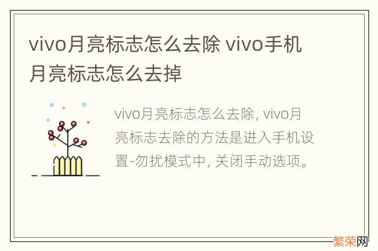 vivo月亮标志怎么去除 vivo手机月亮标志怎么去掉