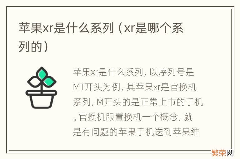 xr是哪个系列的 苹果xr是什么系列