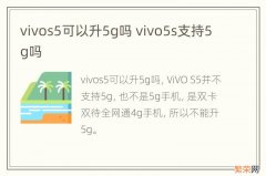 vivos5可以升5g吗 vivo5s支持5g吗