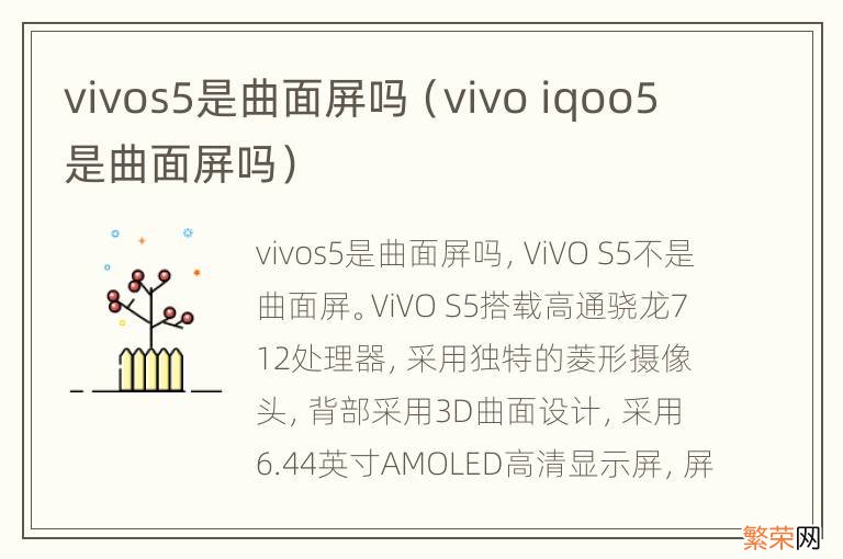 vivo iqoo5是曲面屏吗 vivos5是曲面屏吗