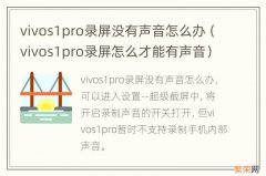 vivos1pro录屏怎么才能有声音 vivos1pro录屏没有声音怎么办