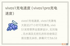 vivos1pro充电速度 vivos1充电速度