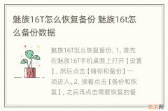 魅族16T怎么恢复备份 魅族16t怎么备份数据