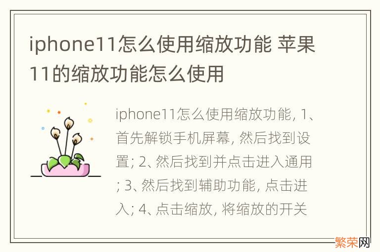 iphone11怎么使用缩放功能 苹果11的缩放功能怎么使用