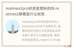 realmex2pro材质是塑料的吗 realmex2屏幕是什么材质