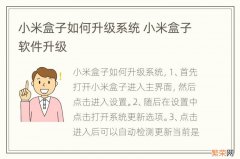 小米盒子如何升级系统 小米盒子软件升级