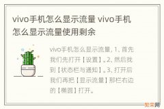 vivo手机怎么显示流量 vivo手机怎么显示流量使用剩余