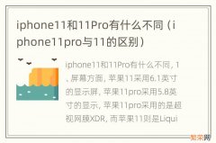 iphone11pro与11的区别 iphone11和11Pro有什么不同