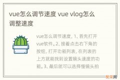 vue怎么调节速度 vue vlog怎么调整速度