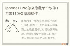 苹果11怎么隐藏软件 iphone11Pro怎么隐藏单个软件