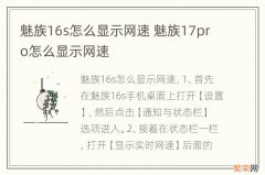 魅族16s怎么显示网速 魅族17pro怎么显示网速