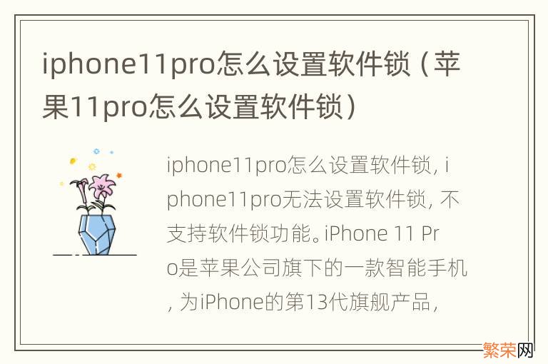 苹果11pro怎么设置软件锁 iphone11pro怎么设置软件锁