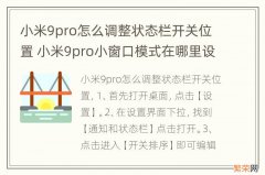 小米9pro怎么调整状态栏开关位置 小米9pro小窗口模式在哪里设置