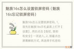 魅族16s忘记锁屏密码 魅族16s怎么设置锁屏密码