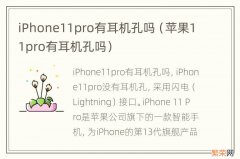 苹果11pro有耳机孔吗 iPhone11pro有耳机孔吗