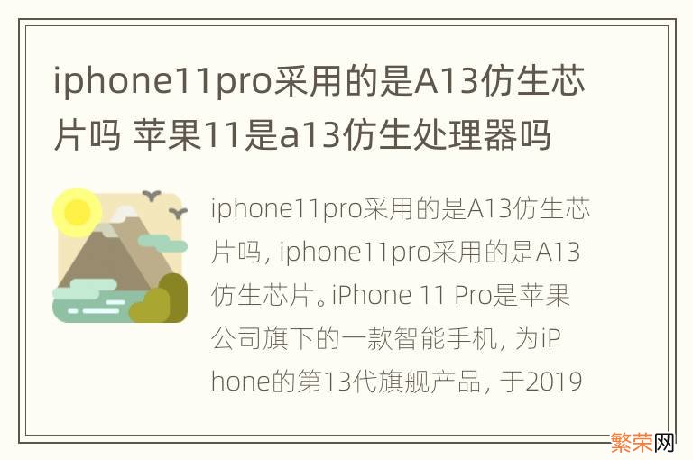 iphone11pro采用的是A13仿生芯片吗 苹果11是a13仿生处理器吗
