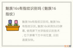 魅族16 指纹 魅族16s有指纹识别吗