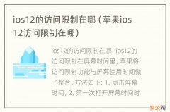 苹果ios12访问限制在哪 ios12的访问限制在哪