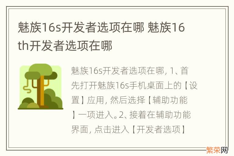 魅族16s开发者选项在哪 魅族16th开发者选项在哪