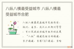 八纵八横最受益城市 八纵八横最受益城市合肥