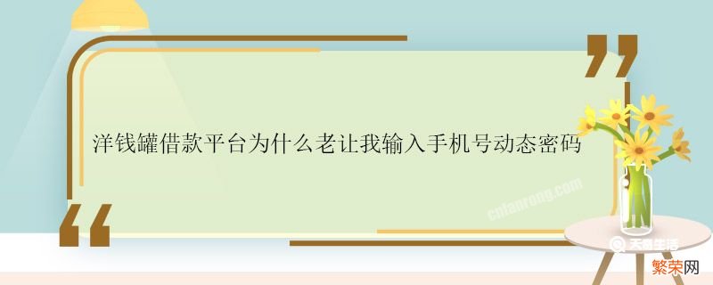 洋钱罐借款平台为什么老让我输入手机号动态密码 洋钱罐借款平台输入手机号动态密码