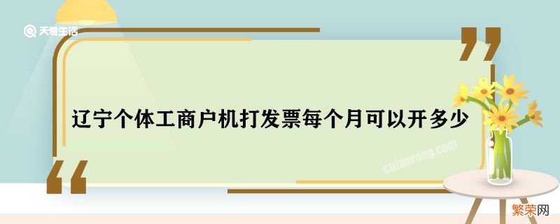 辽宁个体工商户机打发票每个月可以开多少 个体工商户机打发票每个月开多少