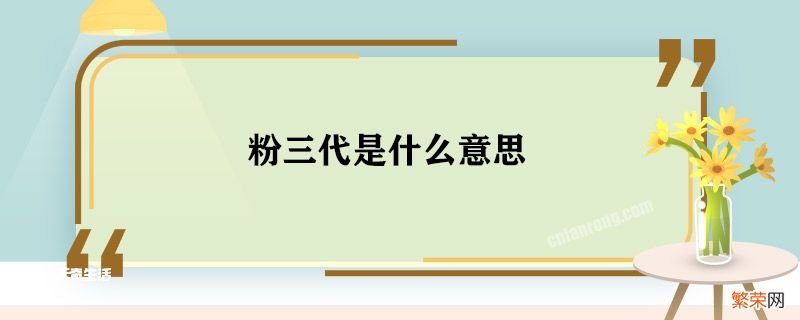 粉三代是什么意思 粉三代啥意思