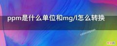 ppm是什么单位和mg/l怎么转换