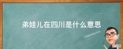 四川话弟娃儿是什么意思 弟娃儿在四川是什么意思