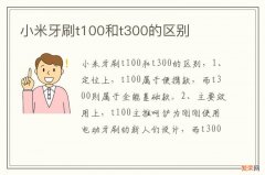 小米牙刷t100和t300的区别