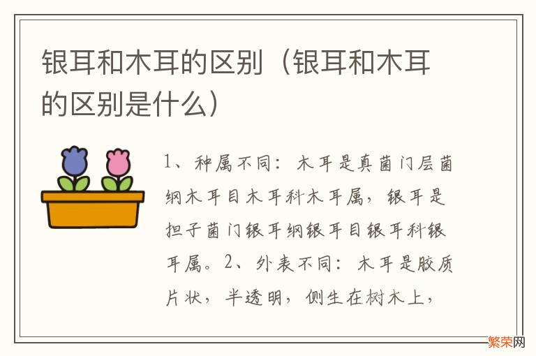 银耳和木耳的区别是什么 银耳和木耳的区别