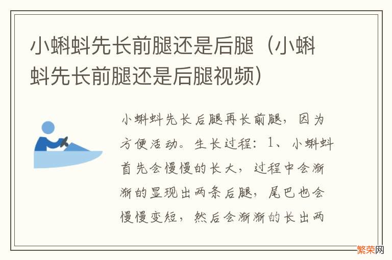 小蝌蚪先长前腿还是后腿视频 小蝌蚪先长前腿还是后腿