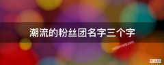 潮流的粉丝团名字三个字 潮流的粉丝团名字三个字带芳的