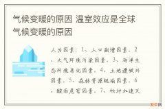 气候变暖的原因 温室效应是全球气候变暖的原因