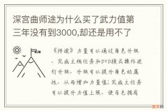 深宫曲师途为什么买了武力值第三年没有到3000,却还是用不了