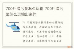 700斤潜污泵怎么运输 700斤潜污泵怎么运输出来的