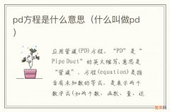 什么叫做pd pd方程是什么意思