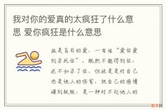 我对你的爱真的太疯狂了什么意思 爱你疯狂是什么意思