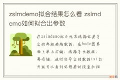 zsimdemo拟合结果怎么看 zsimdemo如何拟合出参数