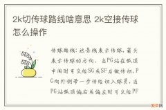 2k切传球路线啥意思 2k空接传球怎么操作