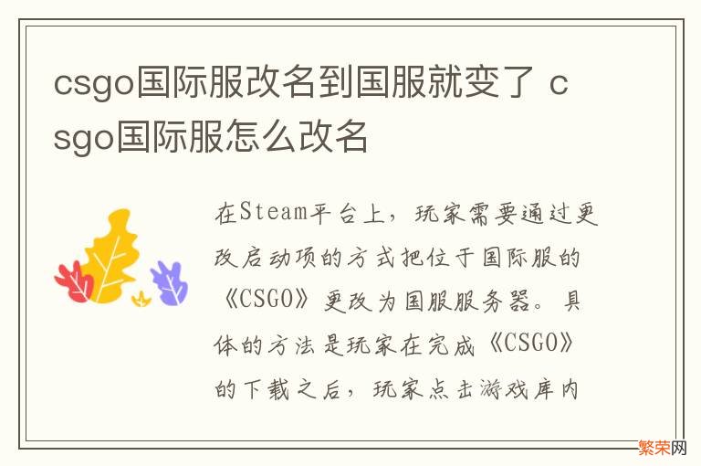 csgo国际服改名到国服就变了 csgo国际服怎么改名