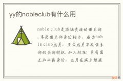 yy的nobleclub有什么用