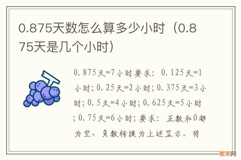 0.875天是几个小时 0.875天数怎么算多少小时