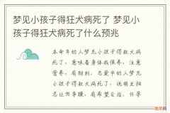 梦见小孩子得狂犬病死了 梦见小孩子得狂犬病死了什么预兆