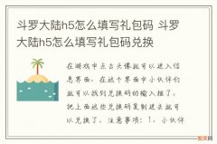 斗罗大陆h5怎么填写礼包码 斗罗大陆h5怎么填写礼包码兑换