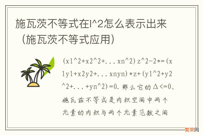 施瓦茨不等式应用 施瓦茨不等式在l^2怎么表示出来