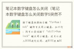 笔记本数字键盘怎么关闭数字5突然不能用 笔记本数字键盘怎么关闭