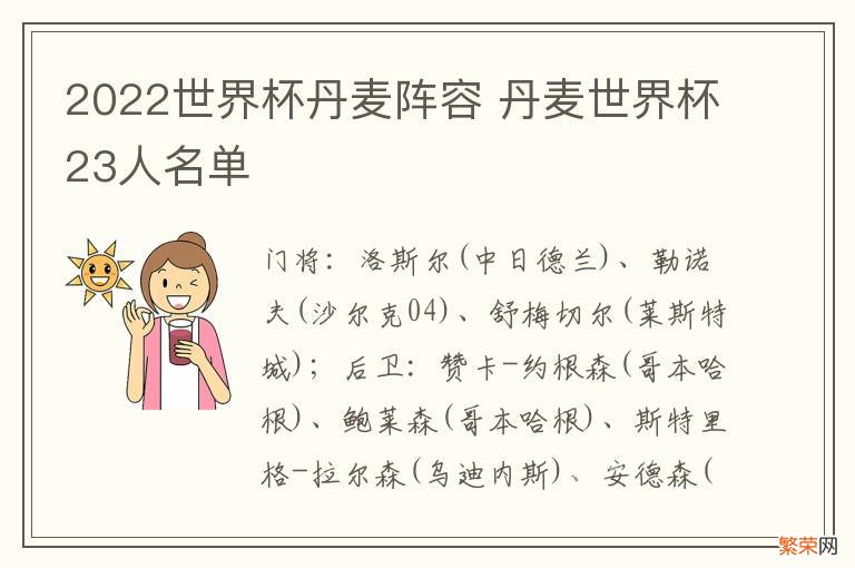 2022世界杯丹麦阵容 丹麦世界杯23人名单