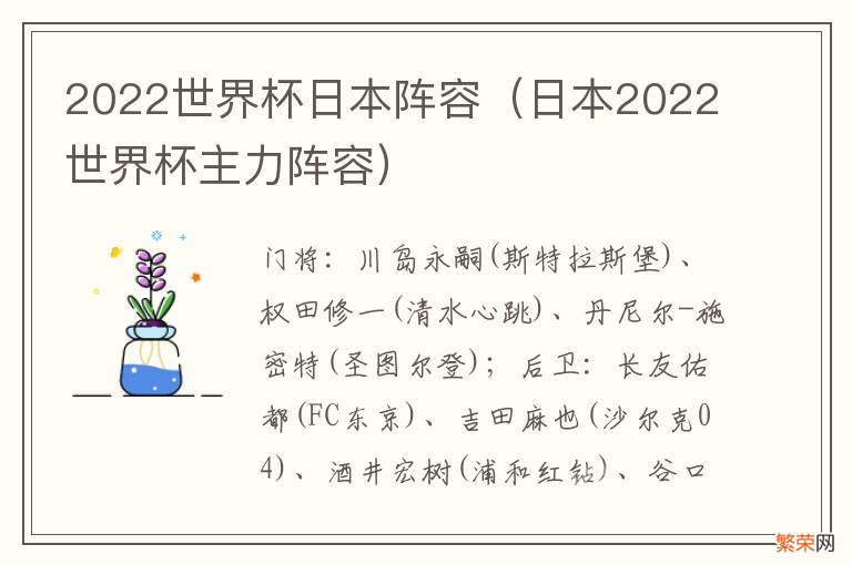 日本2022世界杯主力阵容 2022世界杯日本阵容