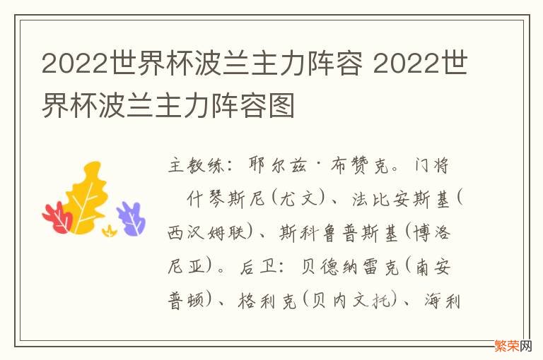 2022世界杯波兰主力阵容 2022世界杯波兰主力阵容图